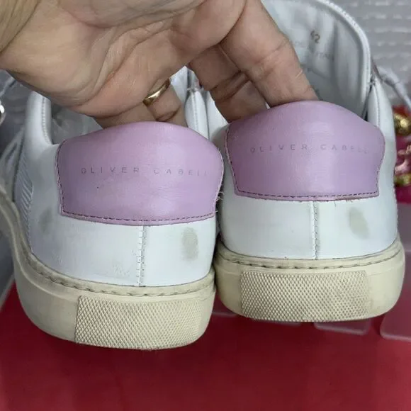 (A7) Oliver Cabell -leather Sneakers Women's in Swift-White,Pink, Size 42/11US. - Picture 11 of 13